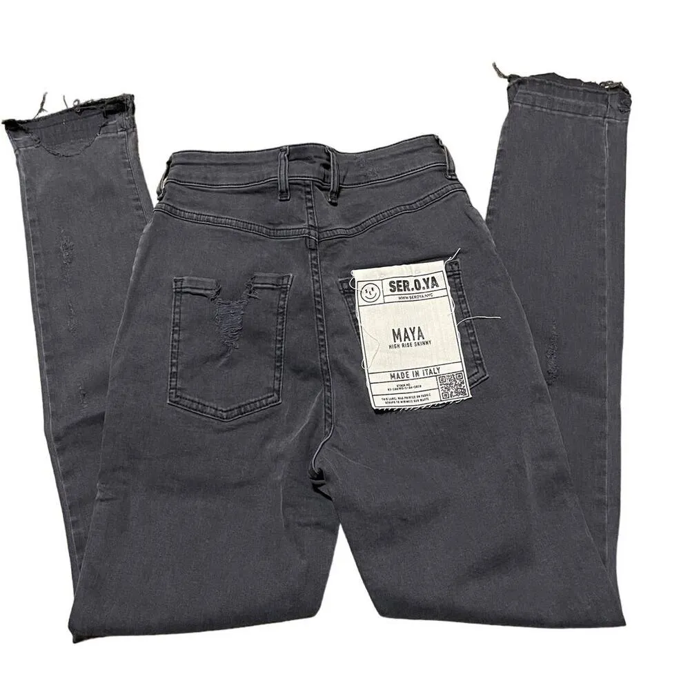 Ser.O.Ya Maya High Rise Distressed Stretch Skinny Jeans in Ash Size 26 NWT Gray - Image 4