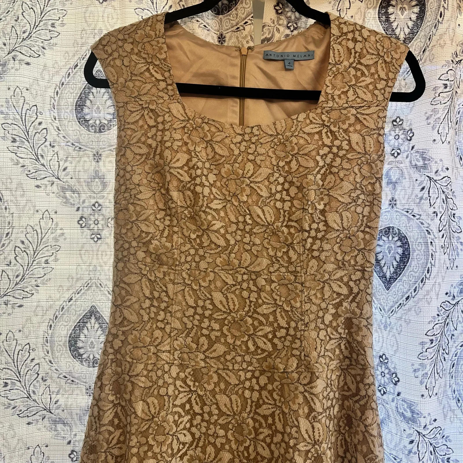 Antonio Melani Tan Lace Dress‎ Size 4 - Image 3