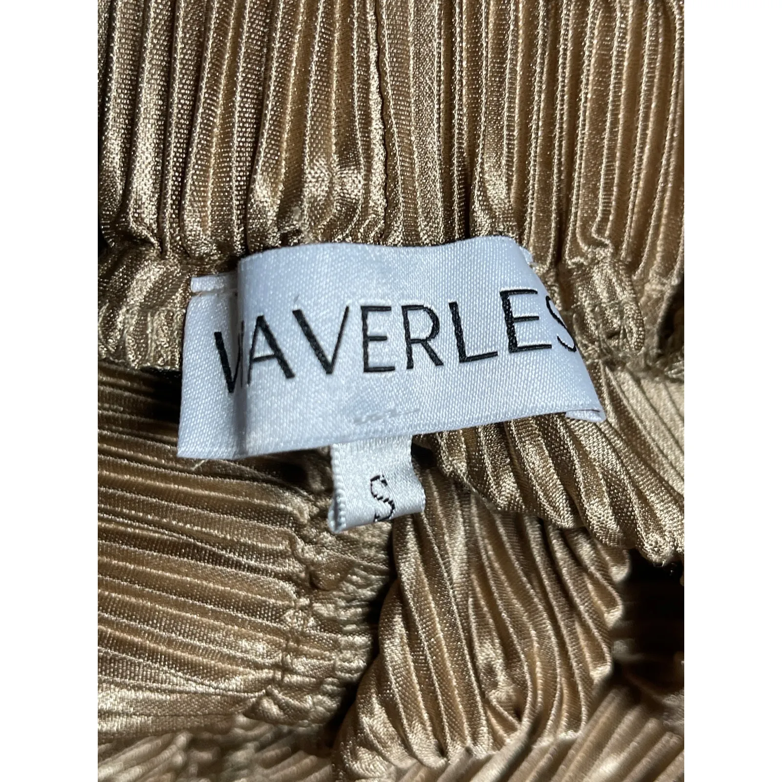 Waverles Brown Satin Pleated High Rise Elastic Waist Flowy Wide Leg Shorts Sz S - Image 3