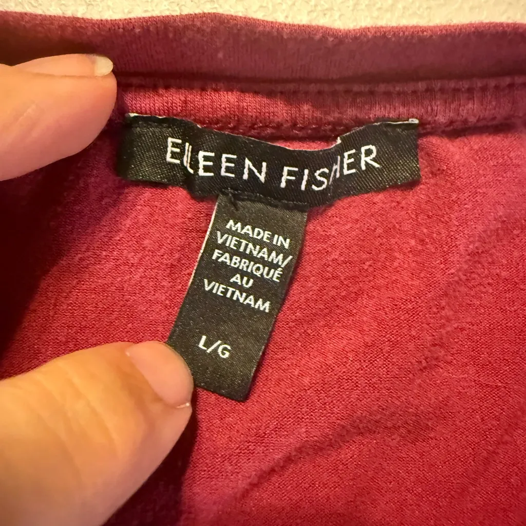 Eileen Fisher Stretch Knit Jersey V-Neck Cap Sleeve Boxy Top Women’s Large - Image 2