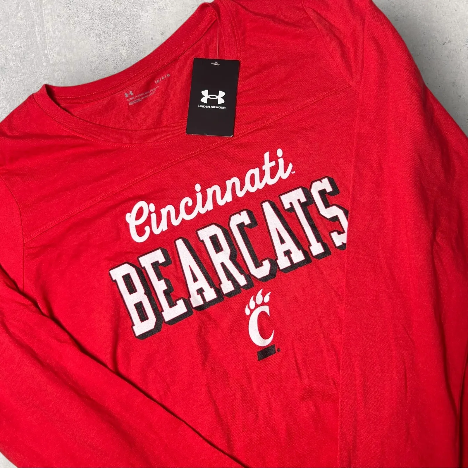 New Cincinnati Bearcats T-Shirt Womens L‎ Red Under Armour Long Sleeve Tee NCAA - Image 2