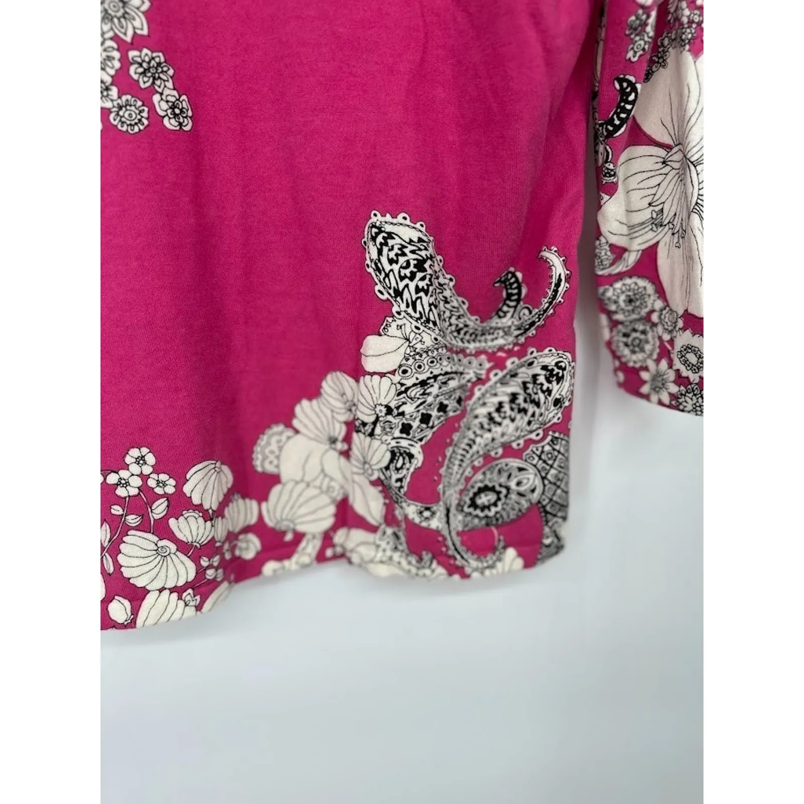 Talbots Sweater Womens Small Pink Floral Pullover Artsy Feminine Tropical Office - Image 3