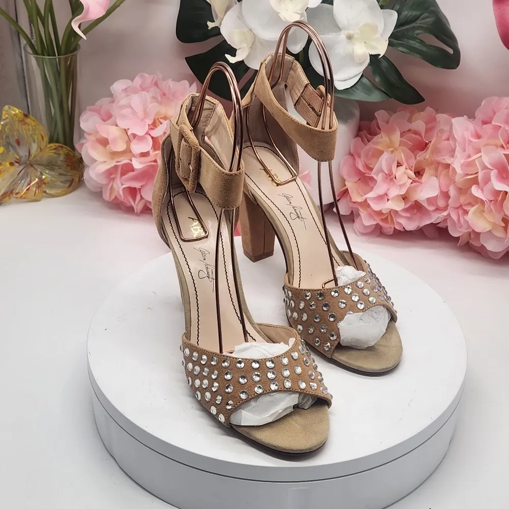 ABS Open-toed Rhinestone Pumps Size 8 - Image 5