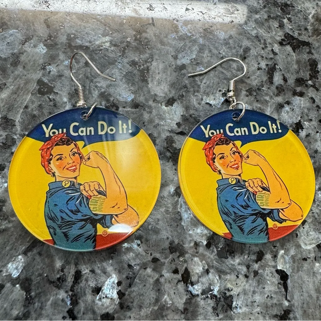 2/$25 or 3/$35 NWOT “You Can Do It” Women’s empowerment w/ ROSIE THE RIVETER! Yellow - Image 2