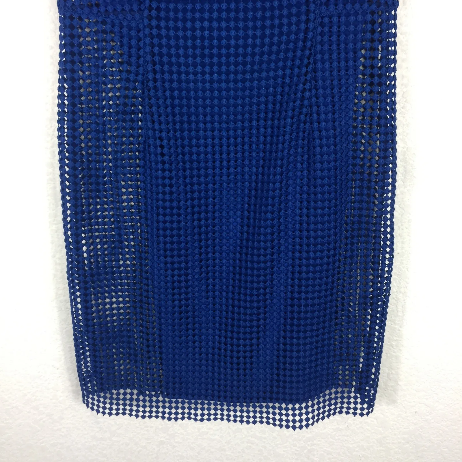 Diane Von Furstenberg Blue Chain Lace Mini Dress Size 4 Short Sleeve Crochet - Image 12