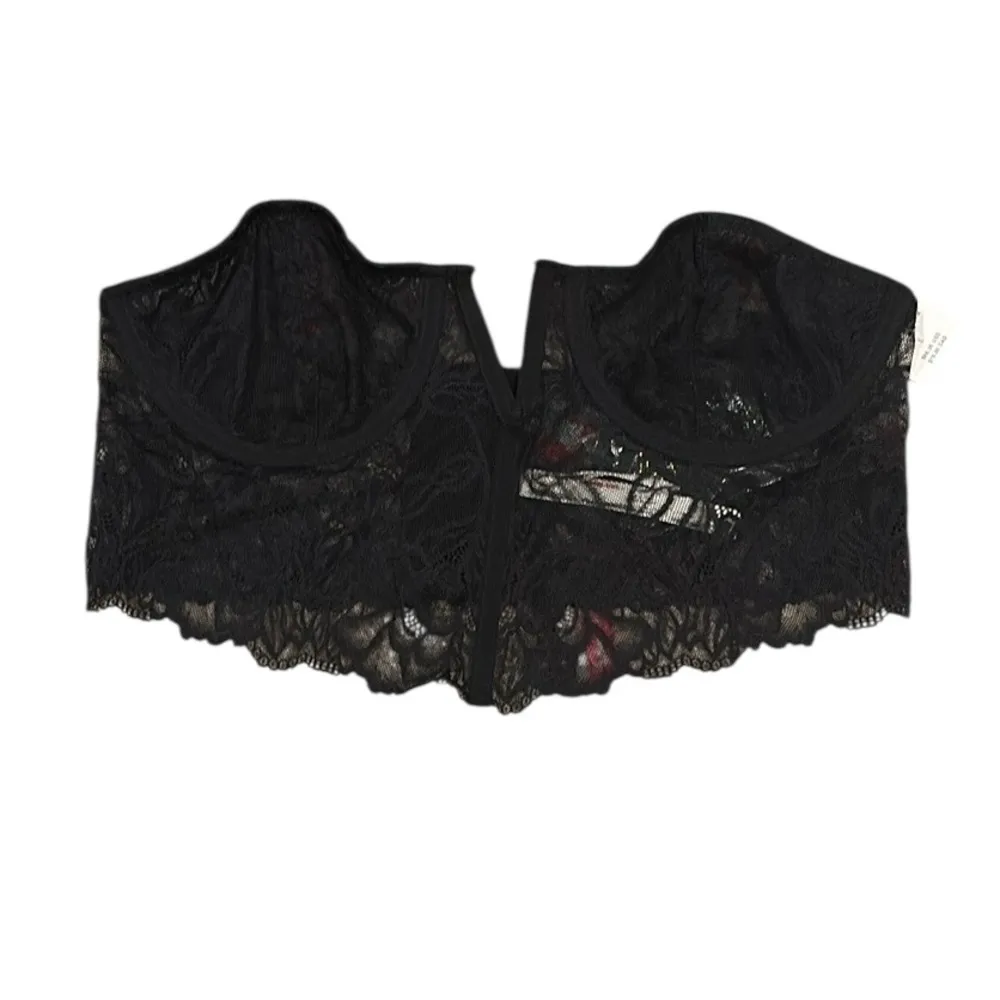 Anthropologie Black Lace Bustier Underwire Bra Removable Straps L - Image 5