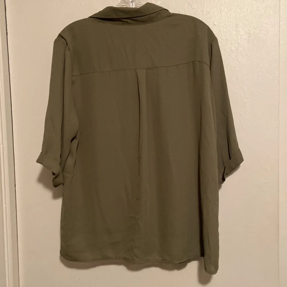 Nanette Lepore Nanette by  Olive Green Pleated Blouse - Image 5