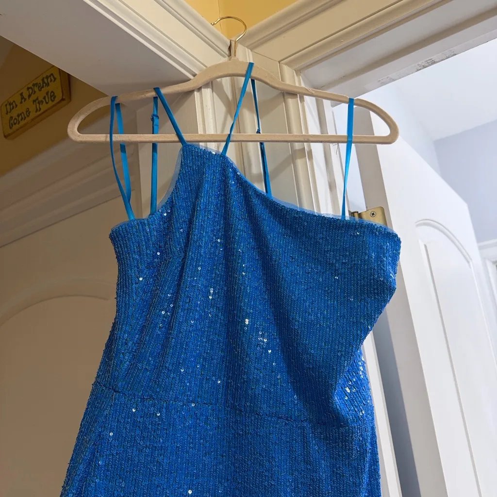 Blue Sequin Prom Dress-Xscape - Image 7