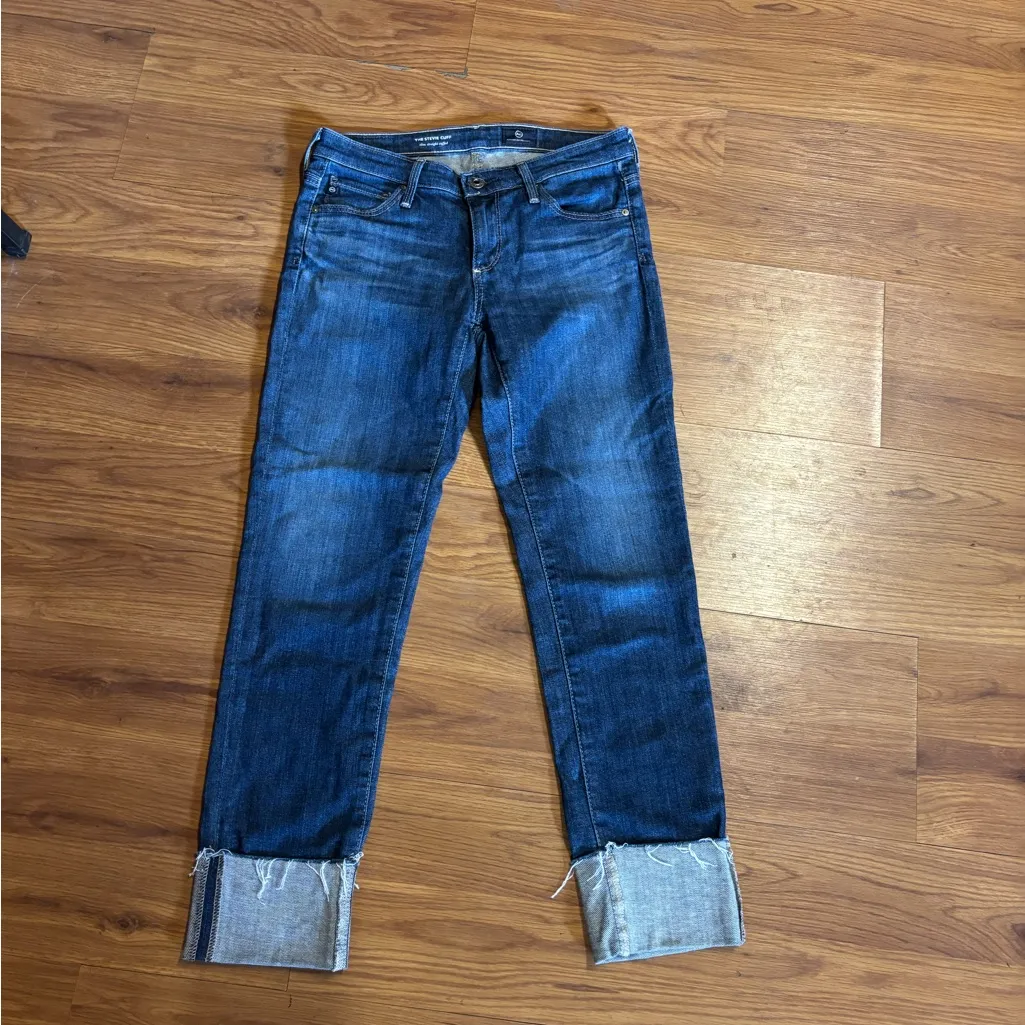 AG Adriano Goldschmied Stevie Cuff Jeans Women 25 Slim Straight Blue - Image 3
