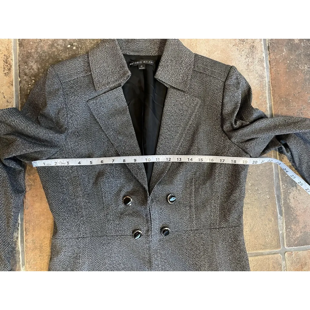 Antonio Melani Herringbone Blazer Size 12 Office Business - Image 5