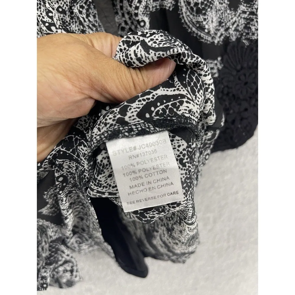 Nectar Clothing Women's Romper Black Shorts Small Long Sleeve Sheer Surplice - Image 5