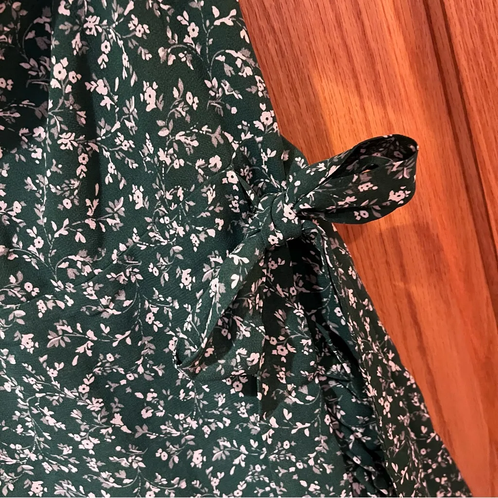 Reformation Camii Long Sleeve Chiffon Minidress in Green Floral Parsley Size‎ 0 - Image 8