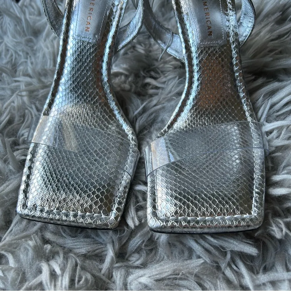 Good American silver square toe high heel sandals women's shoe size 9.5 - Image 5