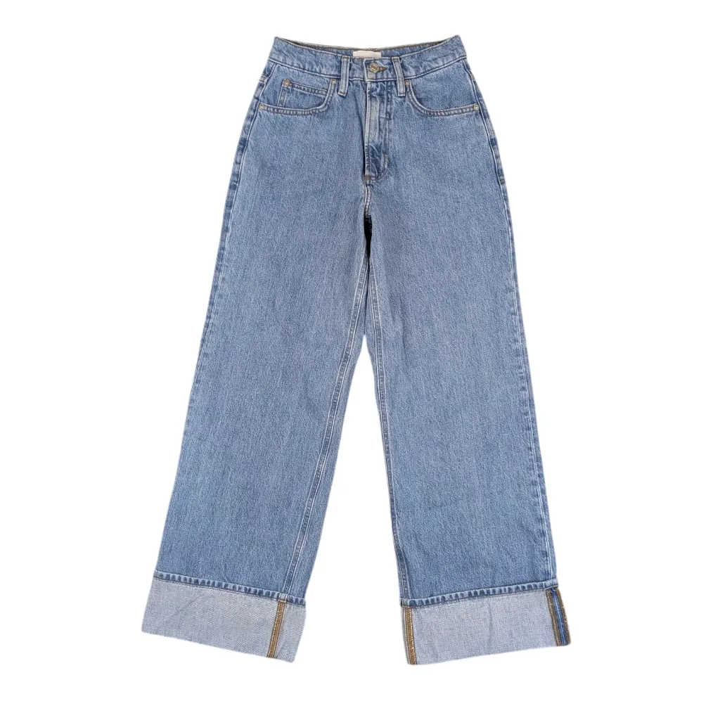 FRAME High Rise Wide Leg Cropped Jeans  Meadow Wash Size 24   J1734 - Image 4