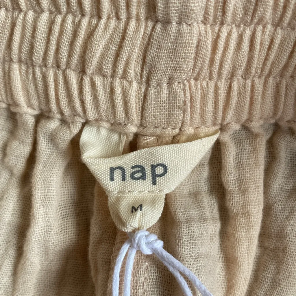 Nap Loungewear 100% Cotton Natural Waffle Gauze High Waist Shorts Size M - Image 2