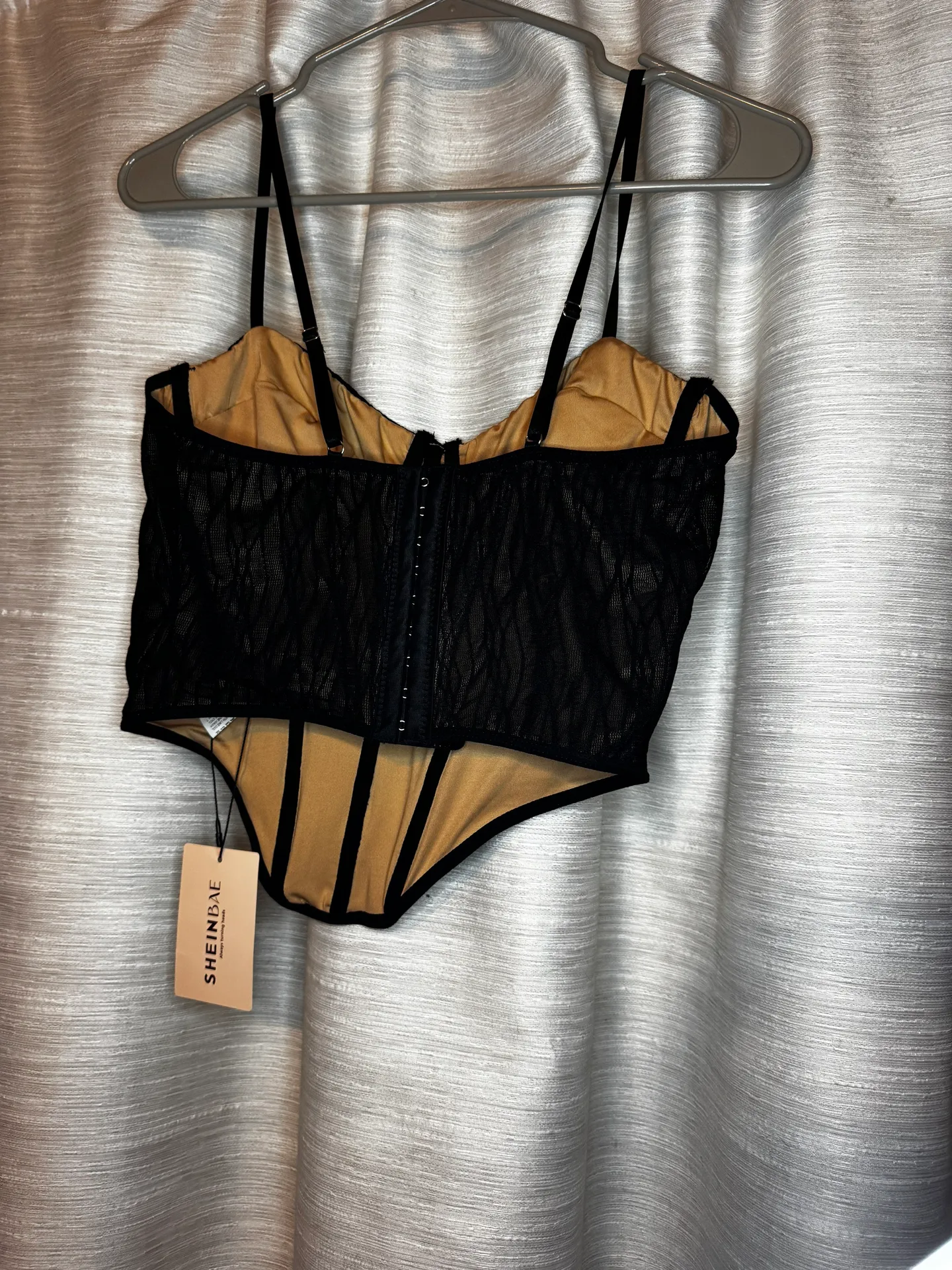 Nude And Black Corset Top Size L - Image 3