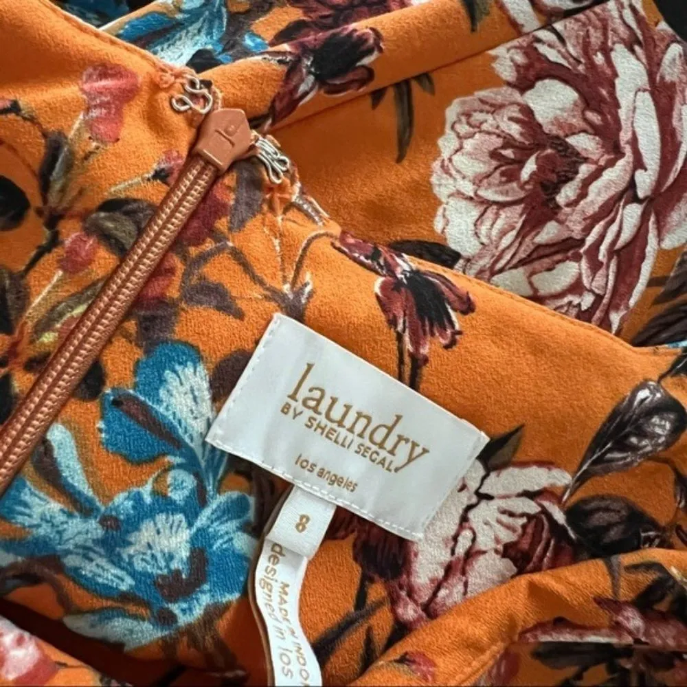 Laundry Gathered Sleeve Floral Mini Dress, Pumpkin Teal Size 8 New w/Tag $88 - Image 11