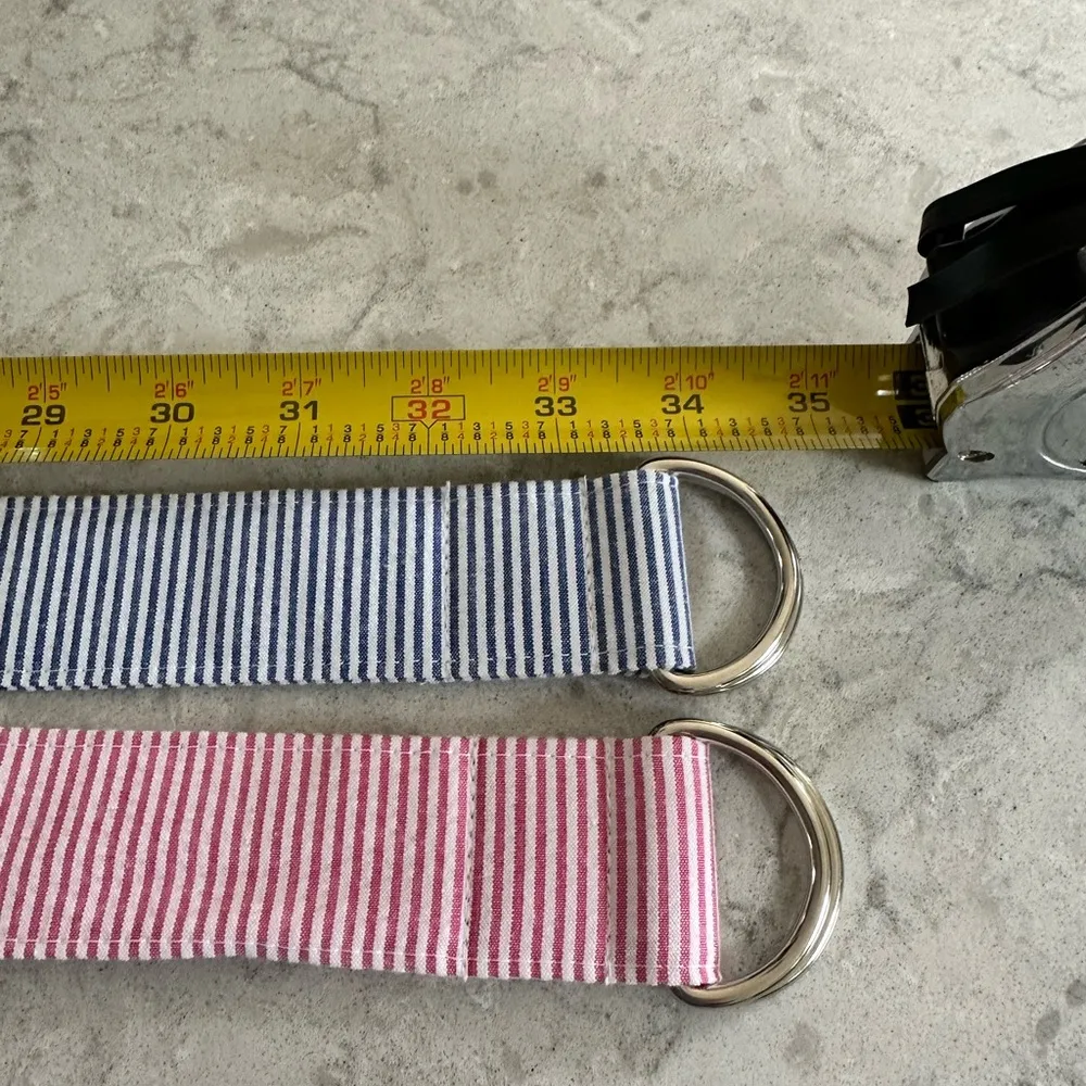 Blue and White Seersucker Striped Belt - Image 3