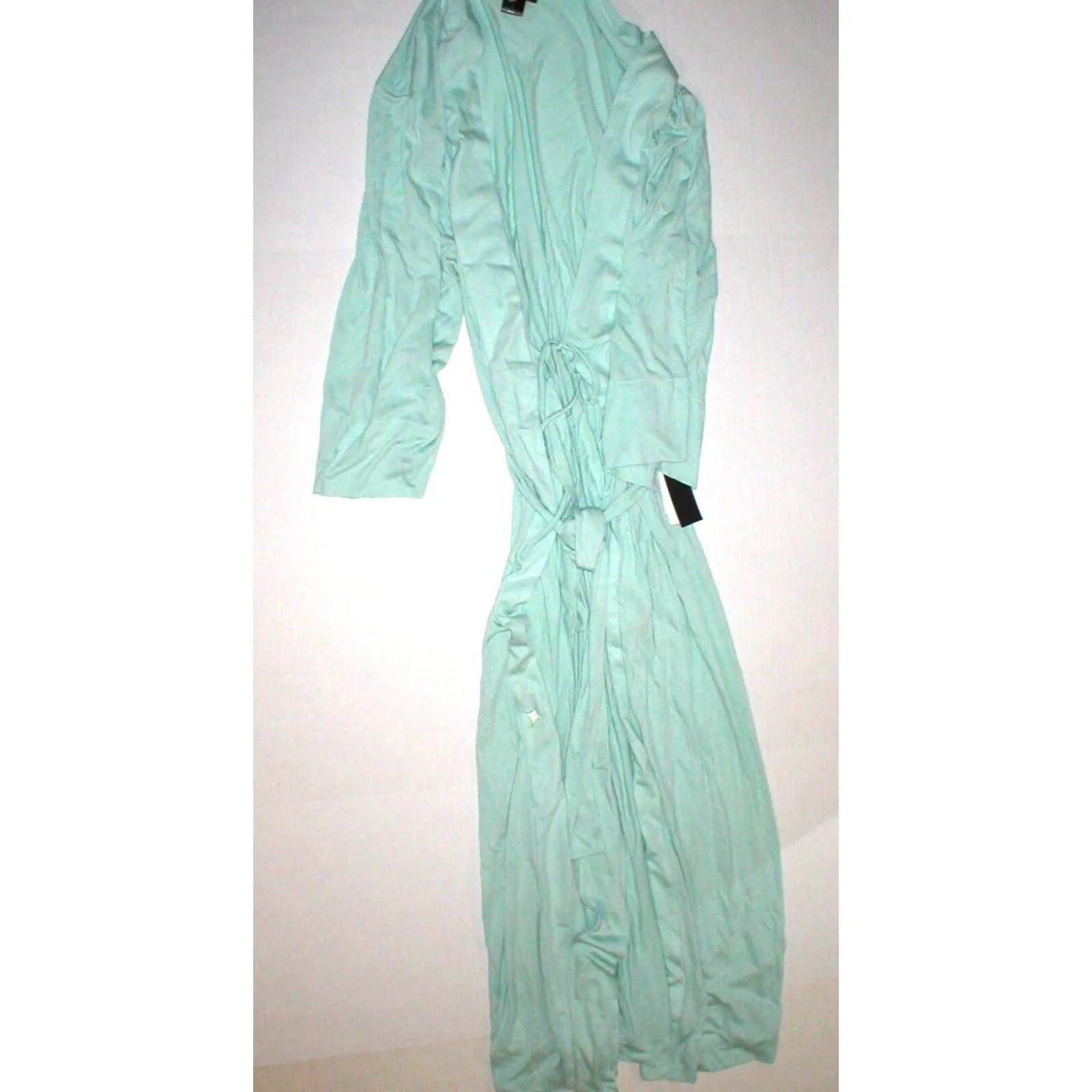 NWT $180 New Natori Light Green Robe Womens M Long Soft Solid Silky Pockets Pale - Image 6