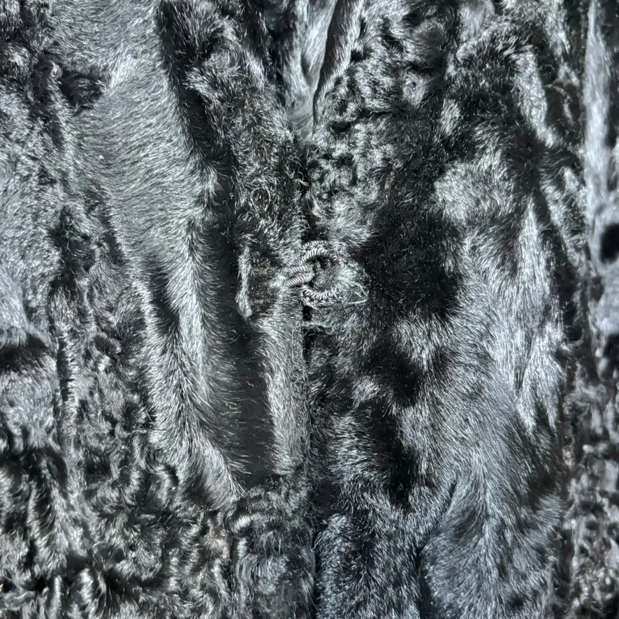 Vintage Custom Persian Lamb Broadtail Coat 1950s? Large? Bell Sleeves Mid Length Black - Image 6