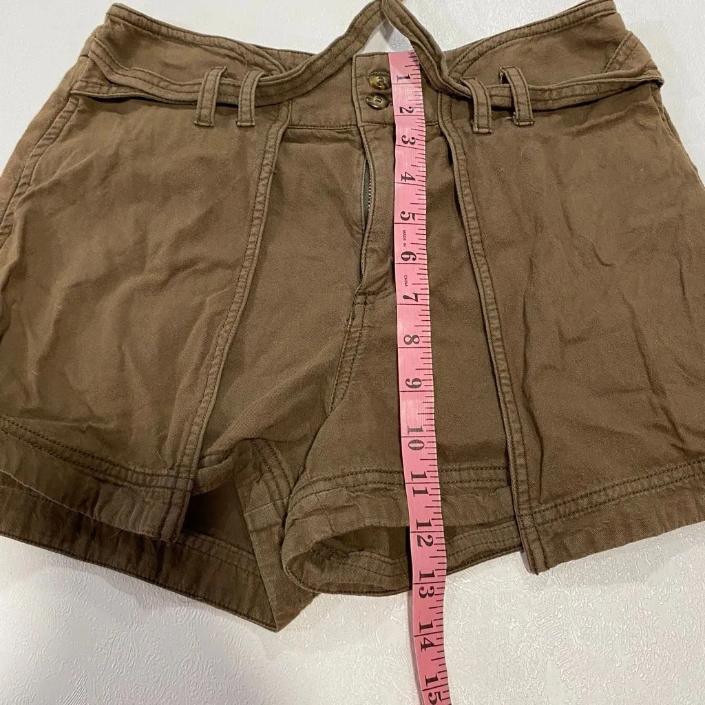 Free People Brown High Rise Tie Waist Utility Shorts Size 2 - Image 4