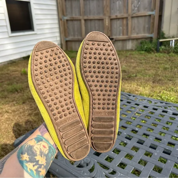 MINNETONKA Suede Leather Slip On Moccasin Loafer Shoes‎ Yellowish Green 9 Women - Image 9