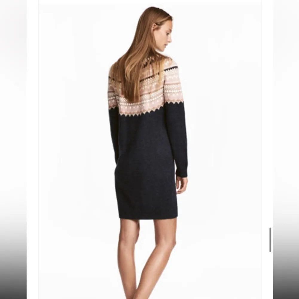 L.O.G.G H&M Sweater Dress Fair isle Nordic Alpaca Blend Size S Crewneck Ski Knit - Image 2