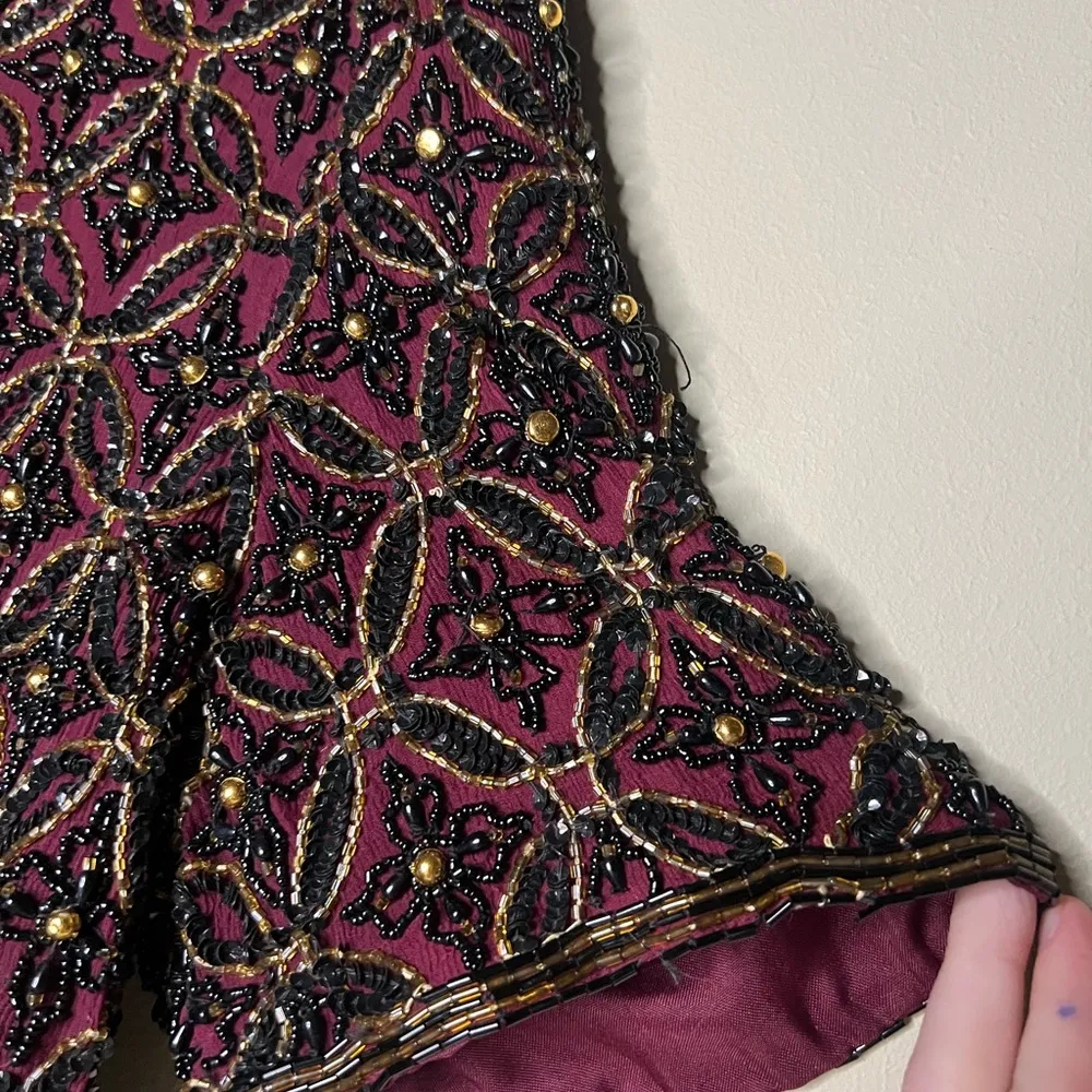 Vintage silk beaded short sleeve jacket Black - Image 4