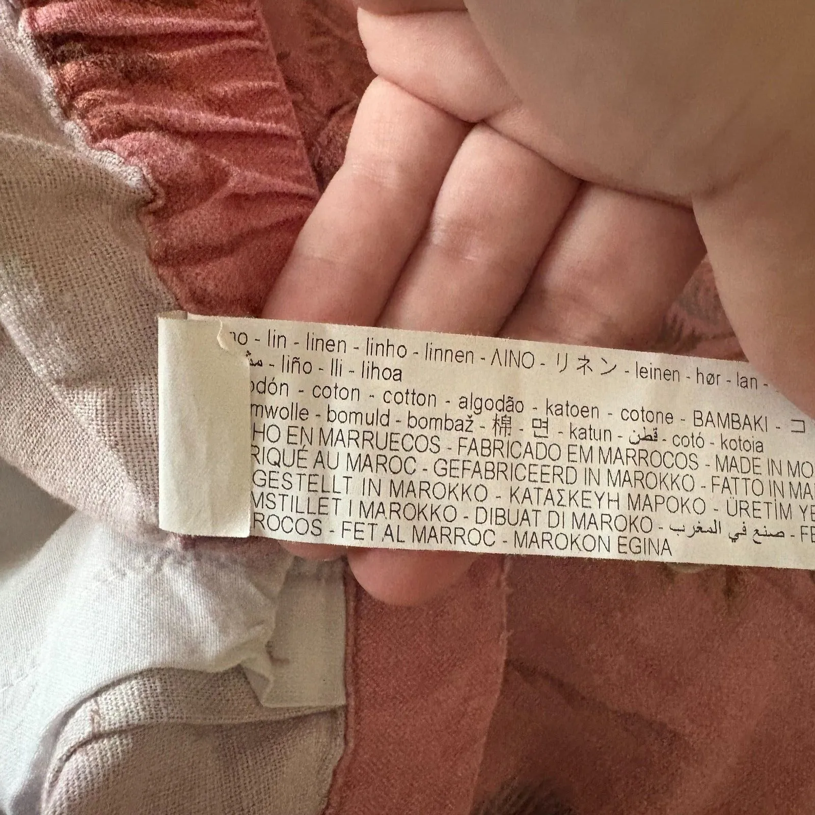 Zara Linen Cotton‎ Palm Print Tapered Pants Pink Tropical High Rise US Size 6 - Image 7