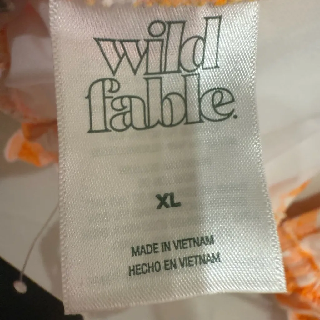 Wild Fable  Orange and White Bikini Top - Image 3