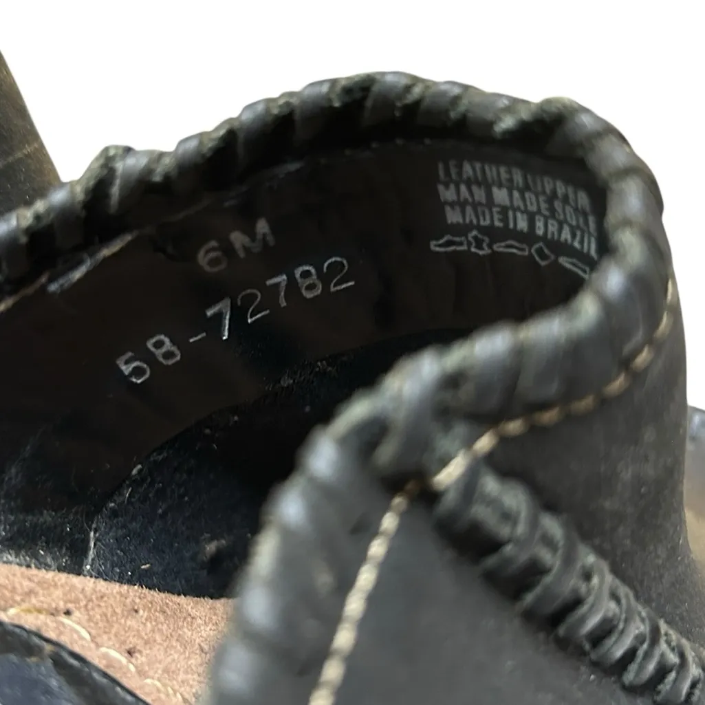 ⭐️ Vintage Candie’s Black Leather Clogs Made in Brazil - Y2K Chunky Wooden Heels - Image 5