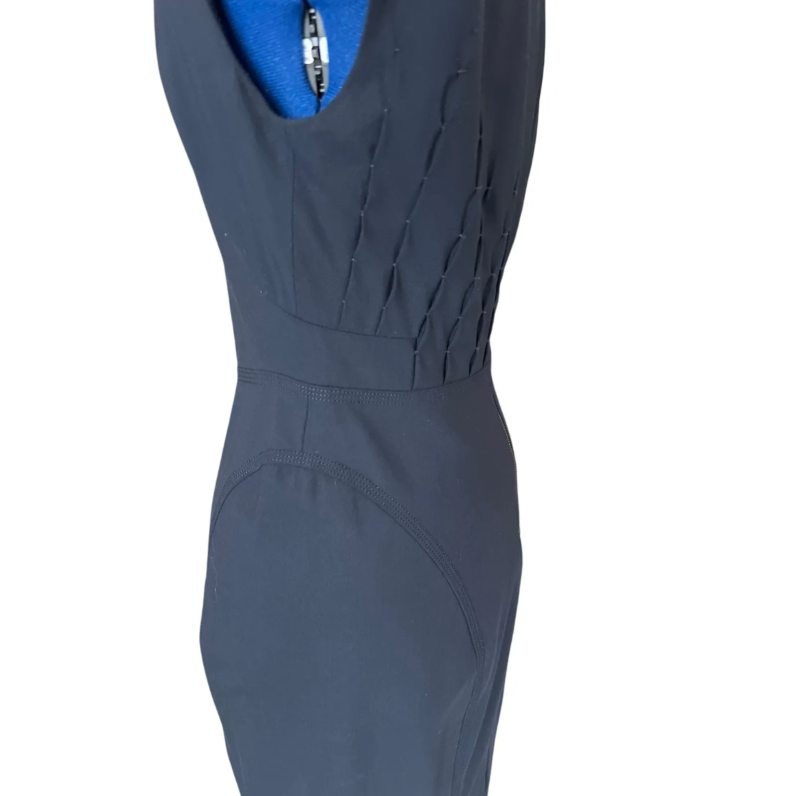 Rachel Roy Navy Wool Fitted Midi Sleeveless Dress Size 6 38.5"L Career Old Money Blue - Image 2