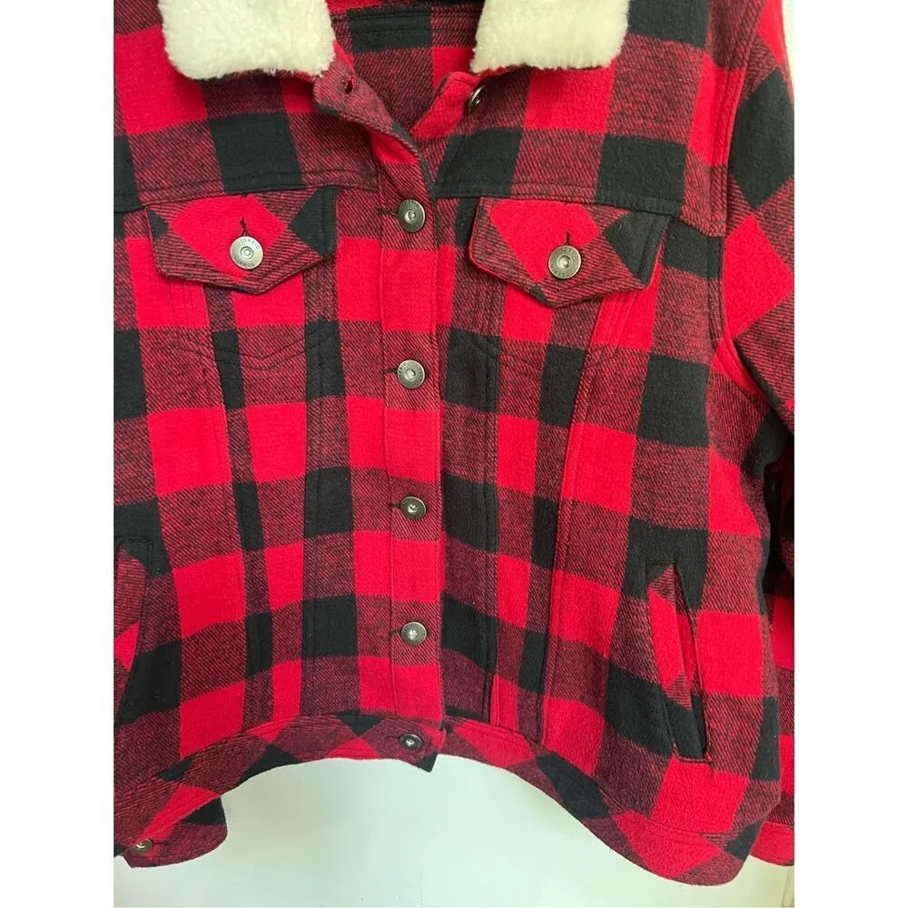 Torrid Black And Red Plaid Shacket Woman’s Size 1 - Image 3