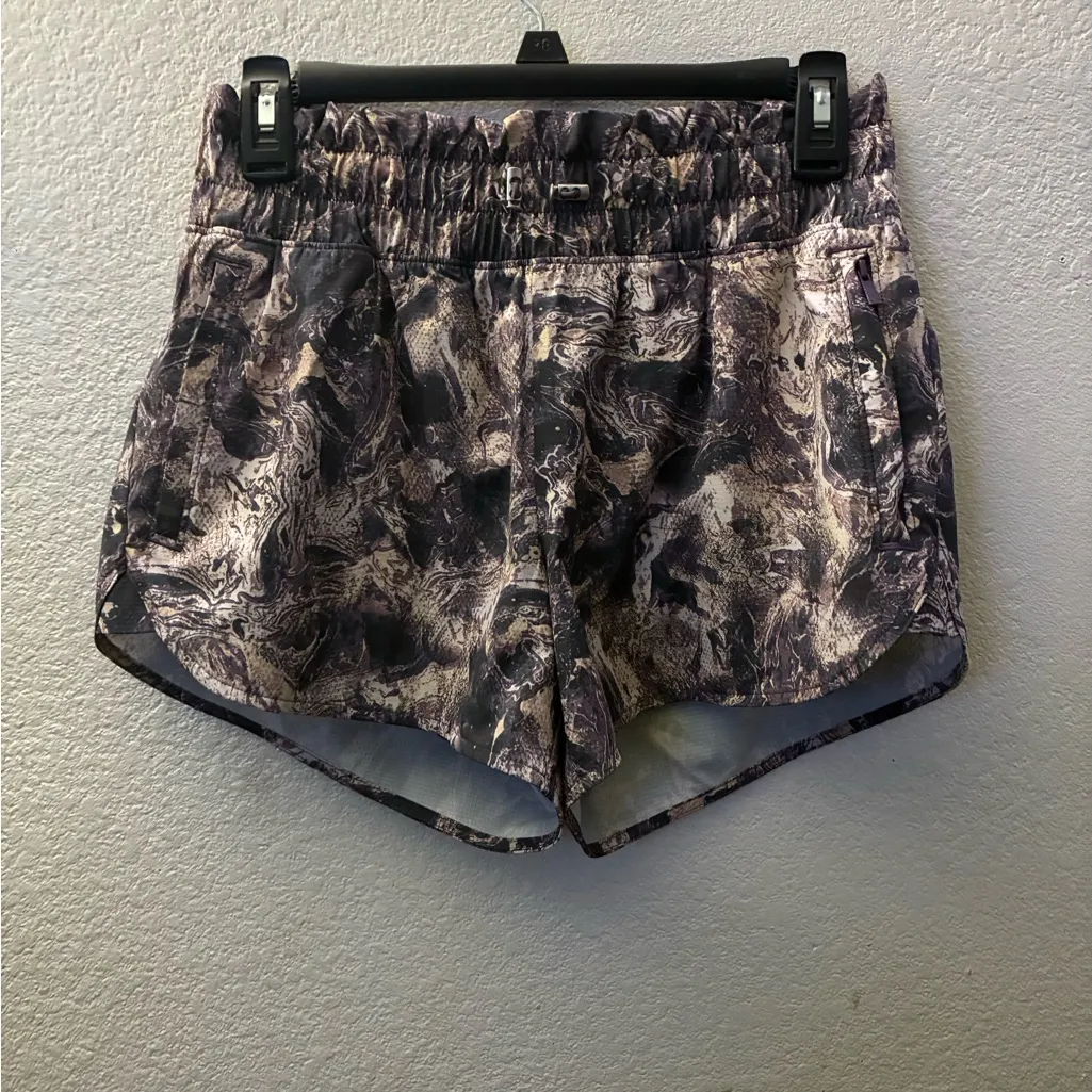 FLX Women's Marble Swirl Athletic Shorts with Liner S Purple - Image 3