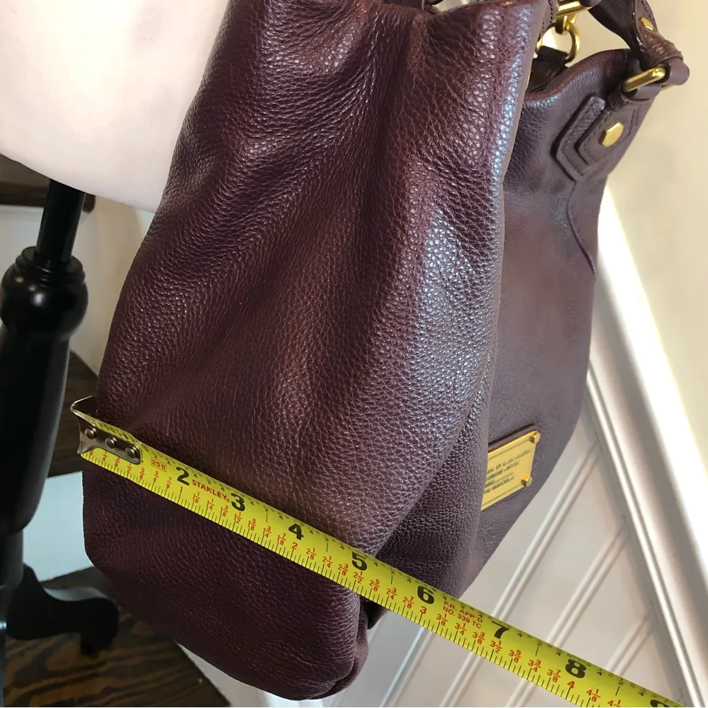 MARC JACOBS Wine Red Tumbled Leather Top Handle Crossbody Satchel Shoulder Bag - Image 9