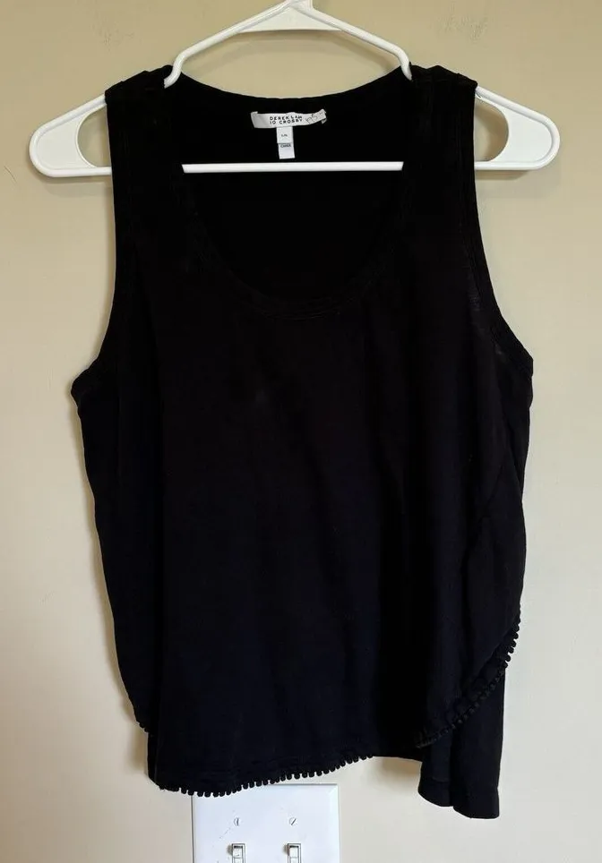 Derek Lam 10 Crosby $195 Black Pompom Tank Top Women's Size Large‎ - Image 1