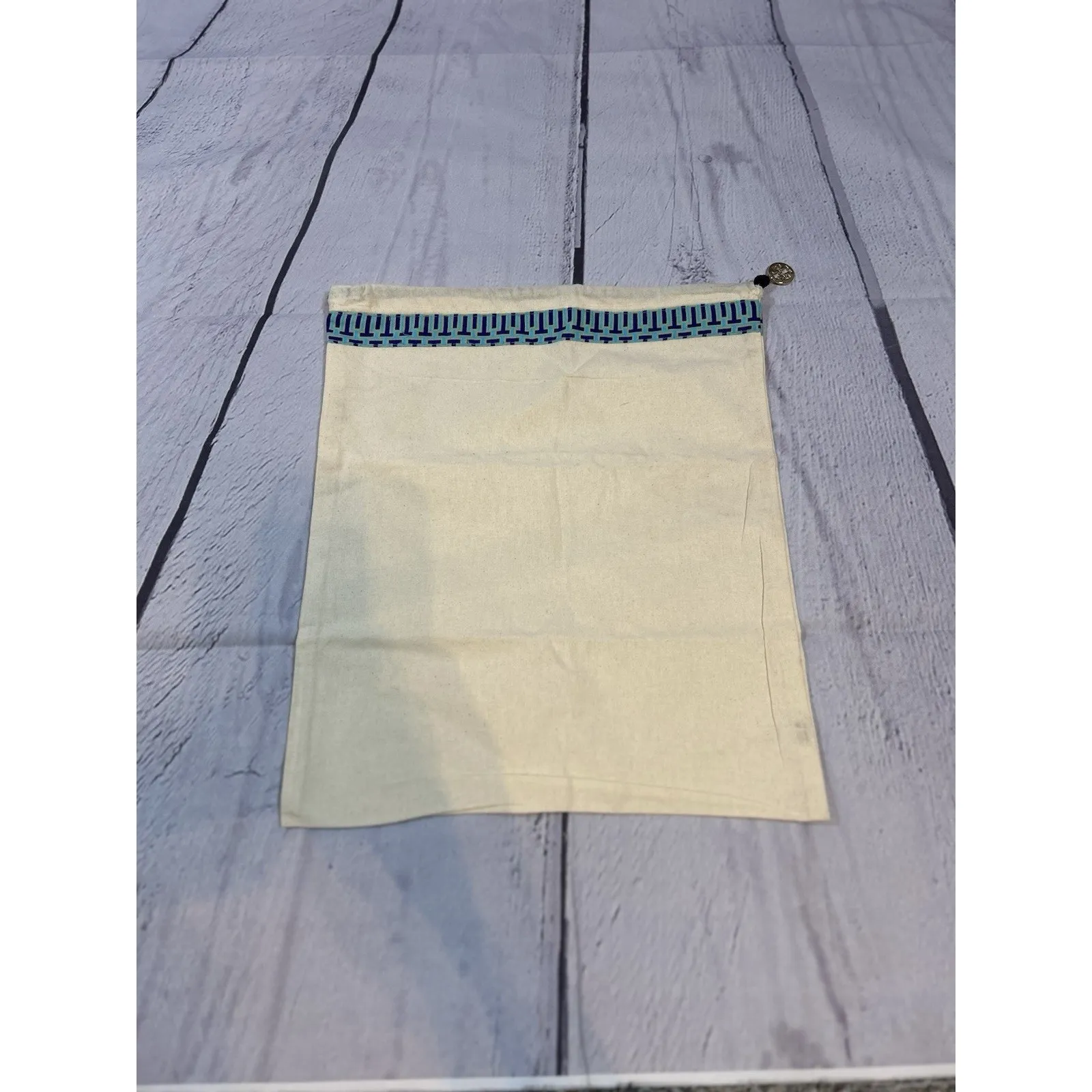 Tory Burch Logo Charm Drawstring Canvas Muslin Dust Bag Shoe Belt 12”x15” - Image 2