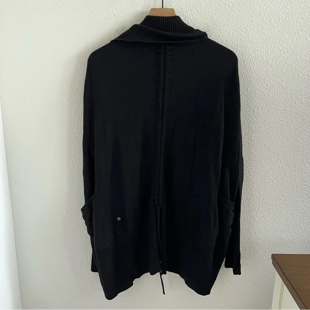 Lululemon Transformation Wrap Black Cozy Longline Sweater Cinched Back FLAWED 4 - Image 5