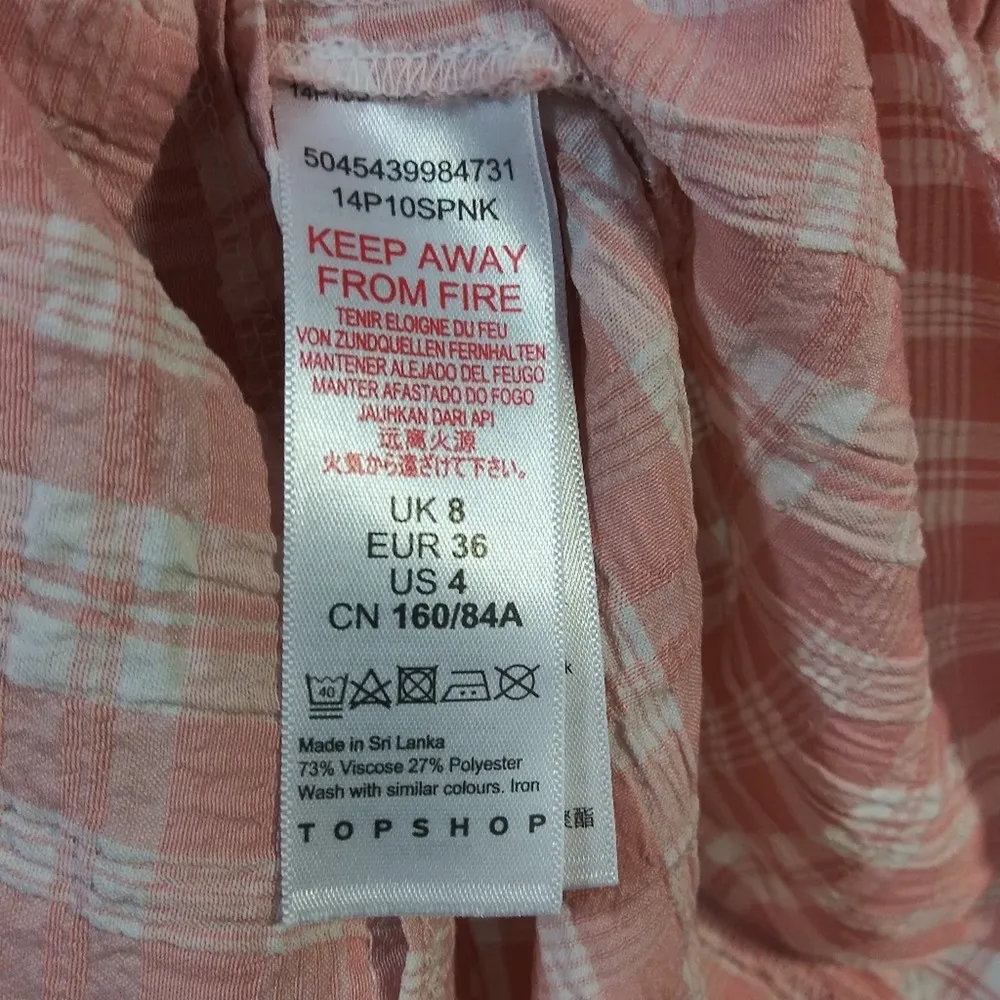 Topshop Pink Gingham Puff Sleeve Shorts Romper Size 4 - Image 8