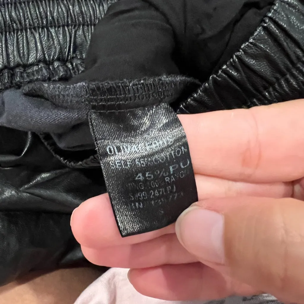 Olivaceous small faux leather pants - Image 8