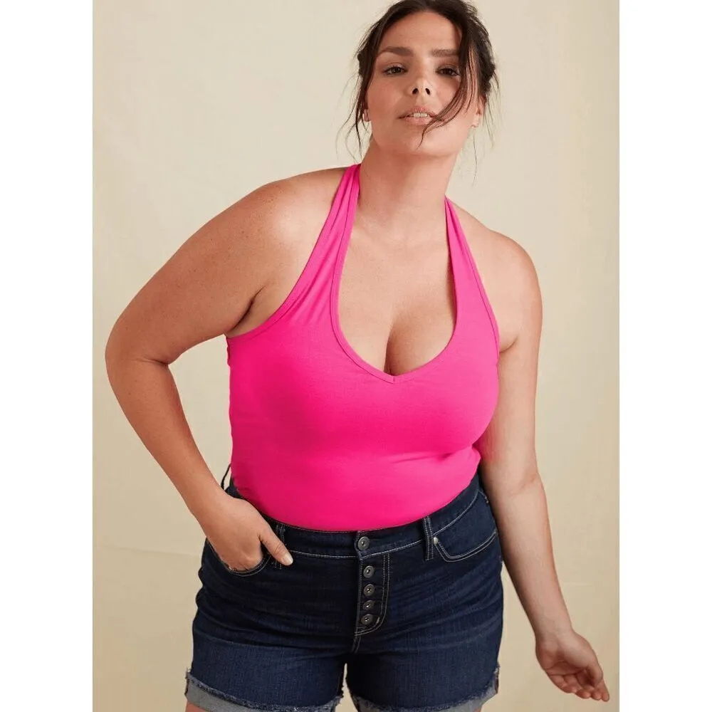 Torrid  Hot Pink Glo Neon Halter Top 00 Medium 10 NWOT - Image 5