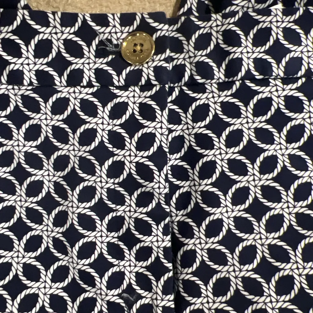 Michael Kors Navy and White Rope Pattern Miranda Style Cropped Pants - Image 2