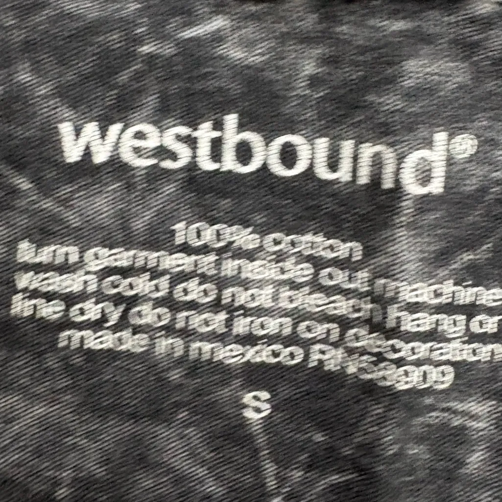 Westbound Black Acid Wash Red Rhinestone Floral  V-Neck Cotton Tee - Image 4