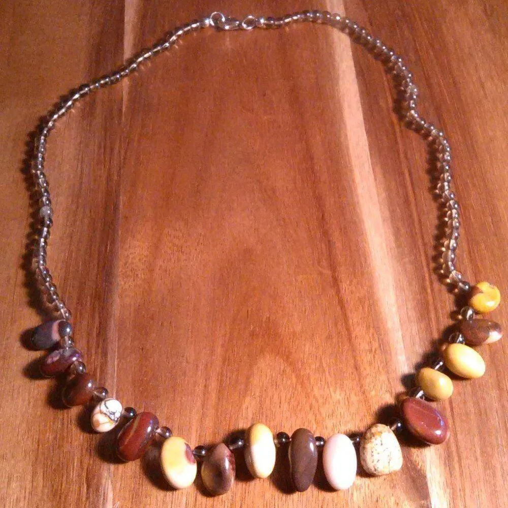 Mookite and Brazilian Smokey Quartz Stainless Steel Necklace - Image 2