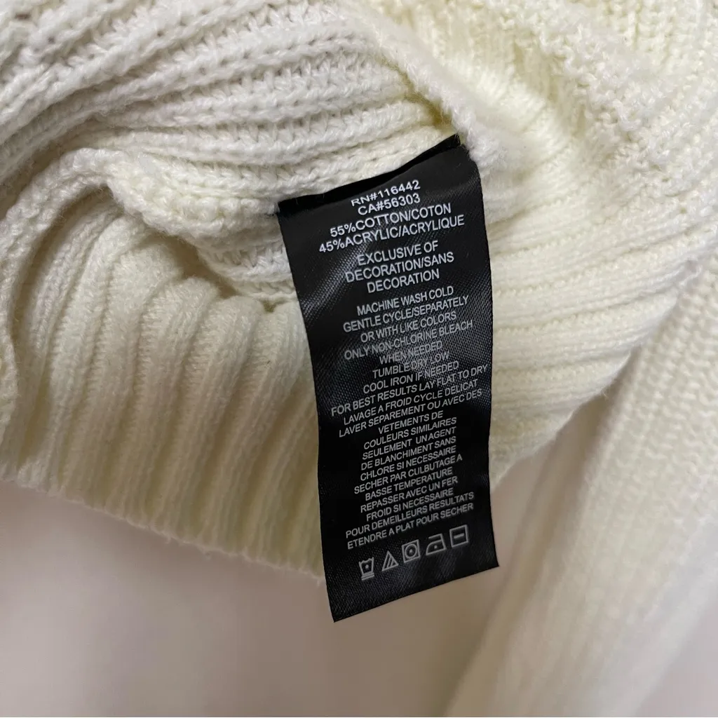 Chunky Knit Cropped Cardigan Sz L Happy Bunny Oversized Y2K Indie Sleeze Kidcore - Image 7