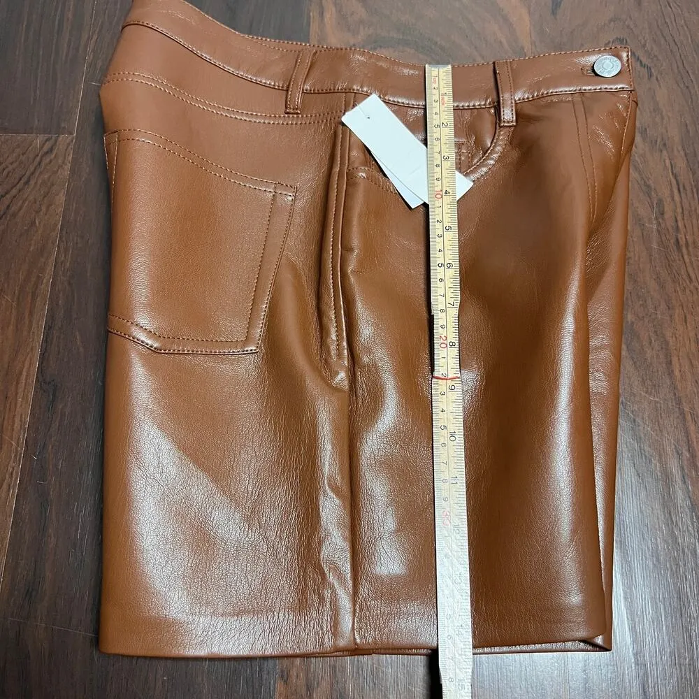 Aritzia Wilfred Melina 5" Short Women's High Waisted Cognac Sz 4 NWT Brown - Image 8
