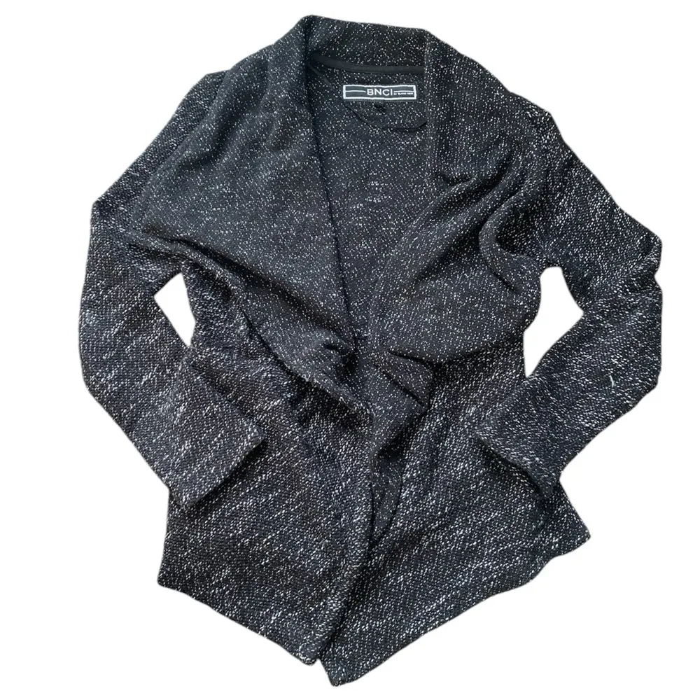 BNCI by Blanc Noir Women's Textured Tweed Drape Jacket Black M - Image 2