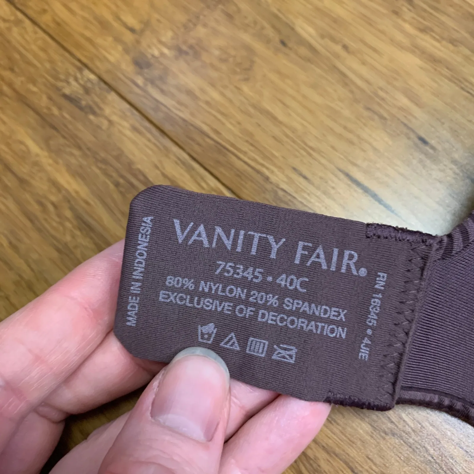 Vanity Fair 75345 Full Coverage Bra 40C Plum Stripe Underwire‎ Adjustable Straps - Image 4