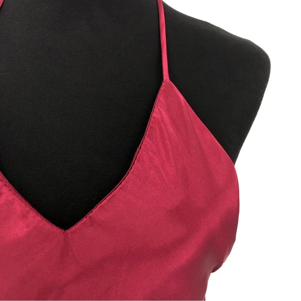 VANESSA MOONEY Lala Satin Slip Dress Burgundy XXS - Image 3