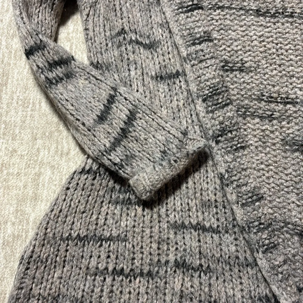 1x large XL Elsamanda Wool blend Mohair GREY mix cardigan chunky knit Gray - Image 3